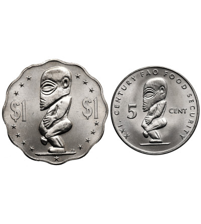 Cook Islands, Elizabeth II (1952–2022). Set of 5 Cents 2000 and 1 Dollar 2003