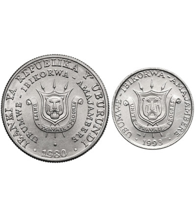 Burundi. Zestaw 1 frank 1993 i 5 franków 1980