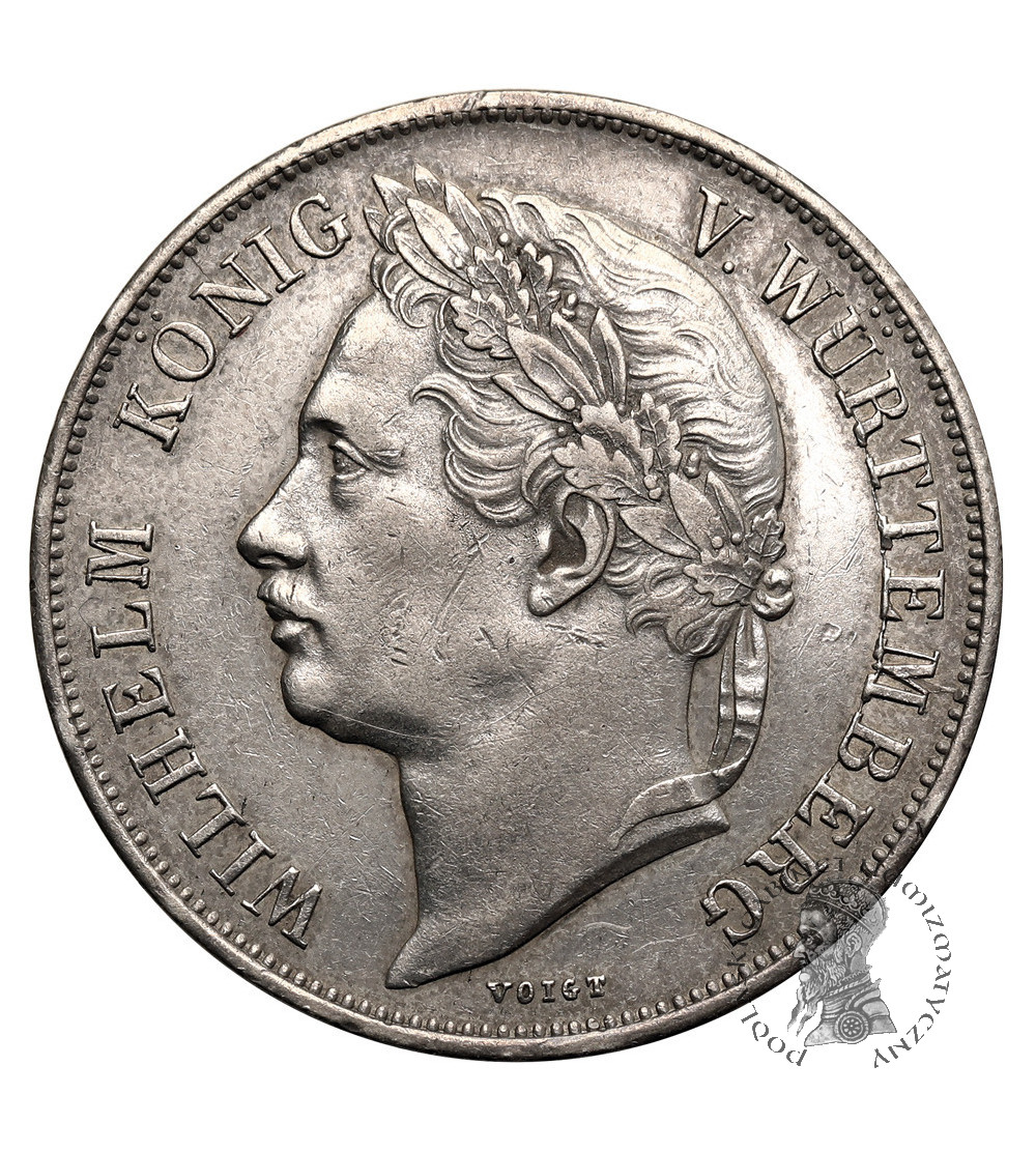 Niemcy, Wirtembergia (Württemberg), Wilhelm I (1816–1864). 1 Gulden 1841 upamiętniający 25-lecie panowania