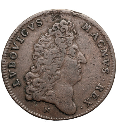 Francja, Ludwik XIV (1643-1715).  Żeton 1669, wybity po abdykacji króla Jana II Kazimierza