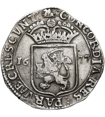 Niderlandy, Miasto Kampen (Campen). Talar (Zilveren Dukaat / Silver Ducat) 1677, Kampen, znak menniczy - jeździec