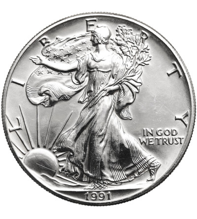 USA. 1 Silver Dollar 1991, American Eagle, Liberty walking - 1 Oz .999