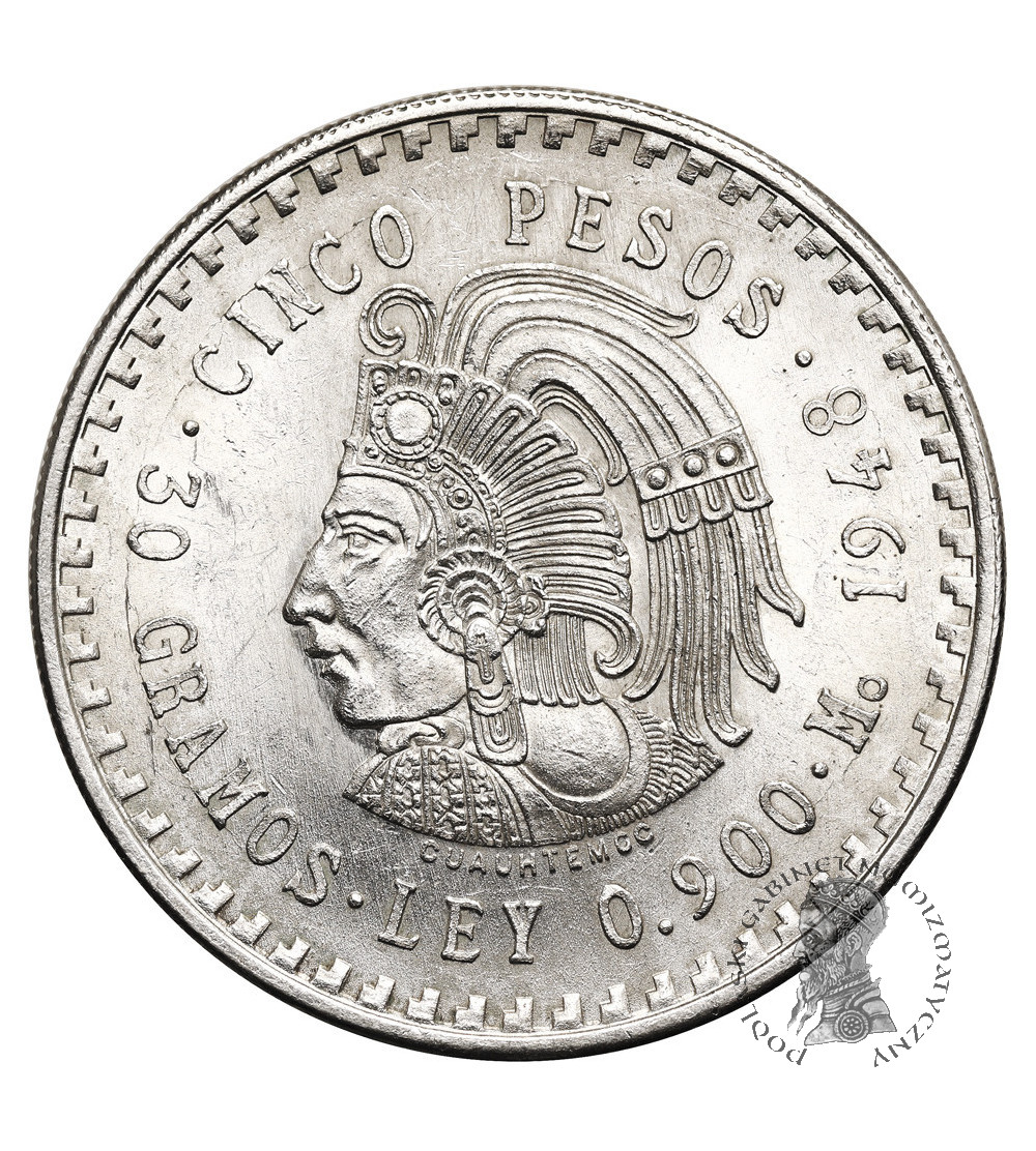 Mexico. 5 Pesos 1948, Cuauhtemoc