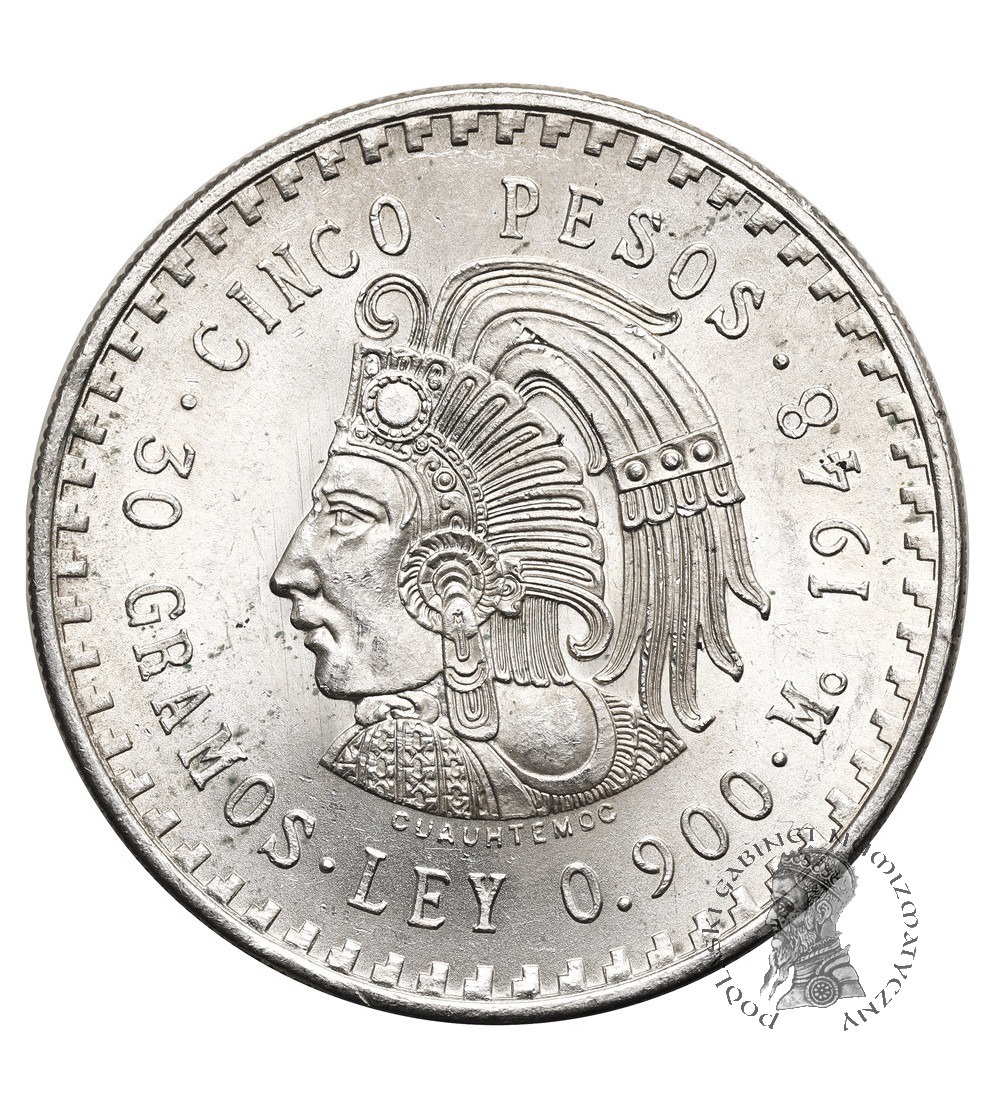 Mexico. 5 Pesos 1948, Cuauhtemoc