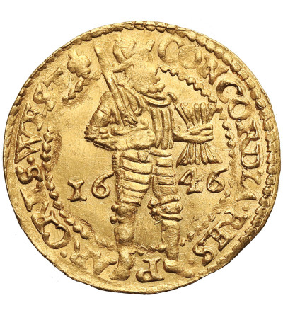 Niderlandy, Prowincja Zachodnia Fryzja (1581-1795). Dukat (Gouden Dukaat) 1646, mennica Hoorn - znak menniczy lilia
