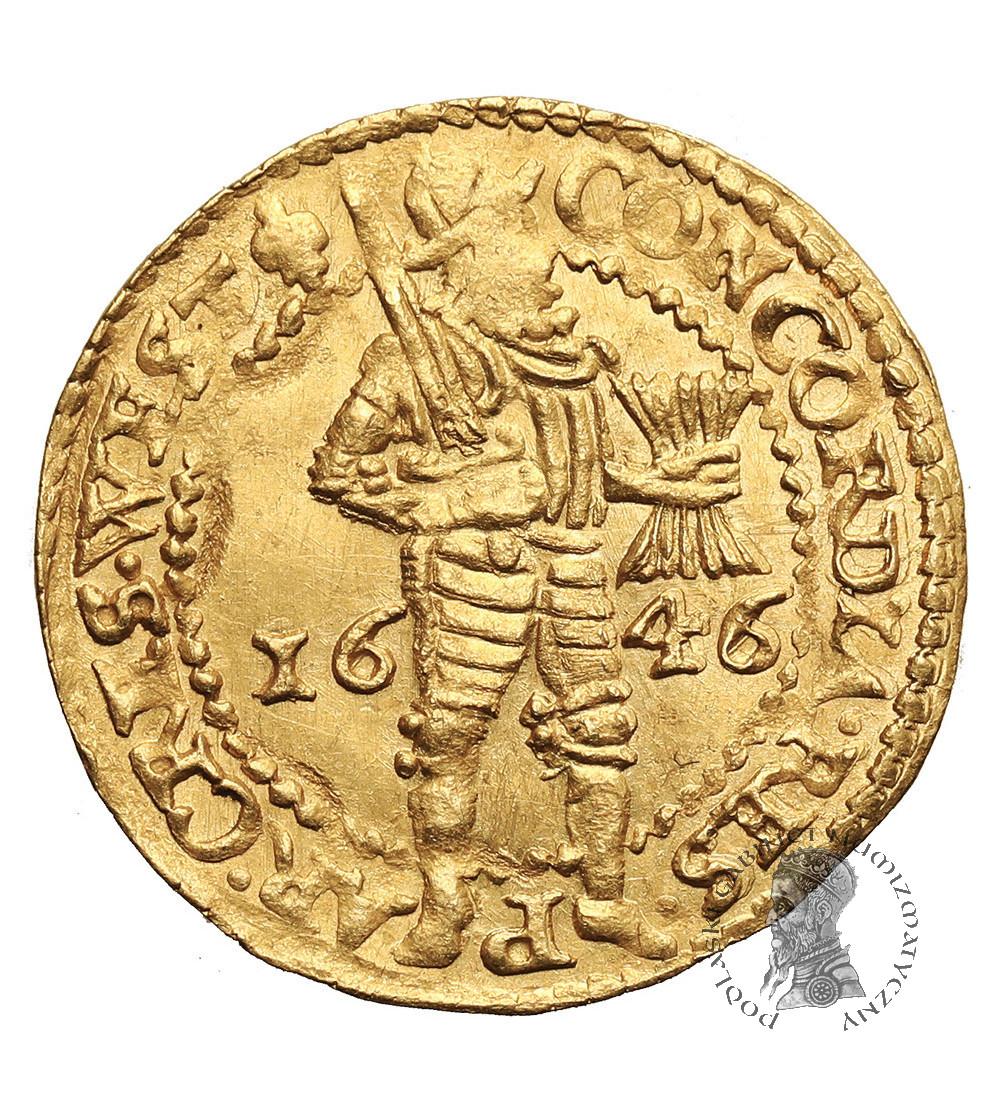Niderlandy, Prowincja Zachodnia Fryzja (1581-1795). Dukat (Gouden Dukaat) 1646, mennica Hoorn - znak menniczy lilia
