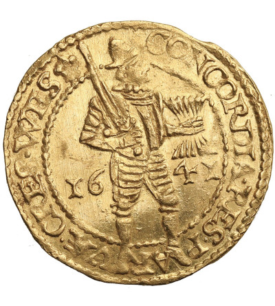 Niderlandy, Prowincja Zachodnia Fryzja (1581-1795). Dukat (Gouden Dukaat) 1641, mennica Hoorn - znak menniczy lilia