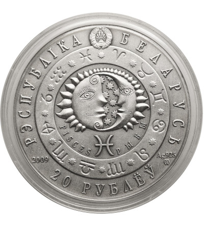 Belarus. 20 Roubles 2009, Signs of the Zodiac - Pisces (Matte Proof / Antique finish)