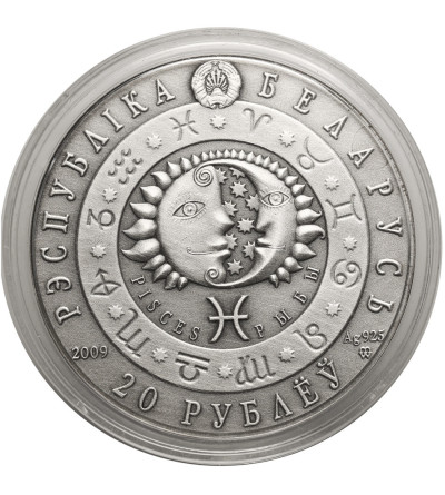 Belarus. 20 Roubles 2009, Signs of the Zodiac - Pisces (Matte Proof / Antique finish)