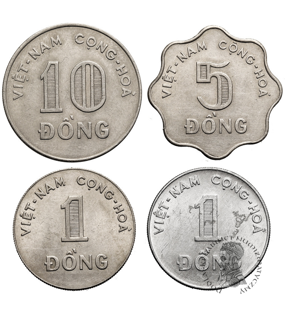 South Vietnam. Set of 1 Dong 1964, 1 Dong 1971, 5 Dong 1966, and 10 Dong 1964