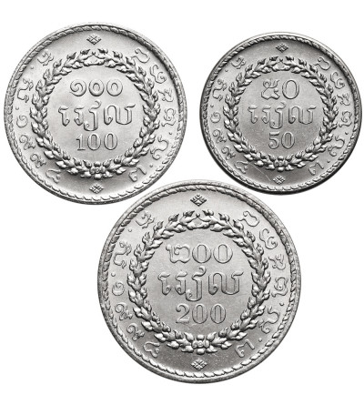 Kambodża, Norodom Sihanouk (1993-2004). Zestaw 50, 100 i 200 Riels 1994