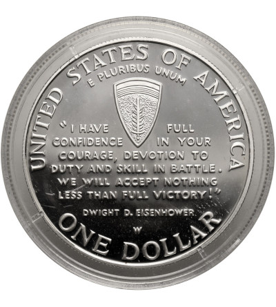 USA. 1 Dollar 1995 W, West Point, D-Day, 50th anniversary of the end of World War II - Proof
