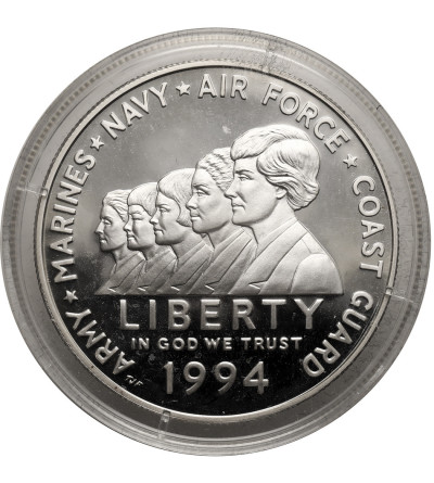 USA. 1 dolar 1994 P, Filadelfia, Kobiety w Służbie Wojskowej - Proof