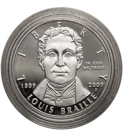 USA. 1 dolar 2009 P, Filadelfia, 200 rocznica urodzin Louisa Braille`a - Proof