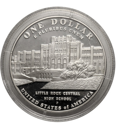 USA. 1 dolar 2007 P, Filadelfia, 50 rocznica zniesienia segregacji rasowej w szkole średniej Little Rock Central High School - Proof