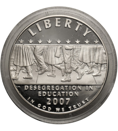 USA. 1 dolar 2007 P, Filadelfia, 50 rocznica zniesienia segregacji rasowej w szkole średniej Little Rock Central High School - Proof