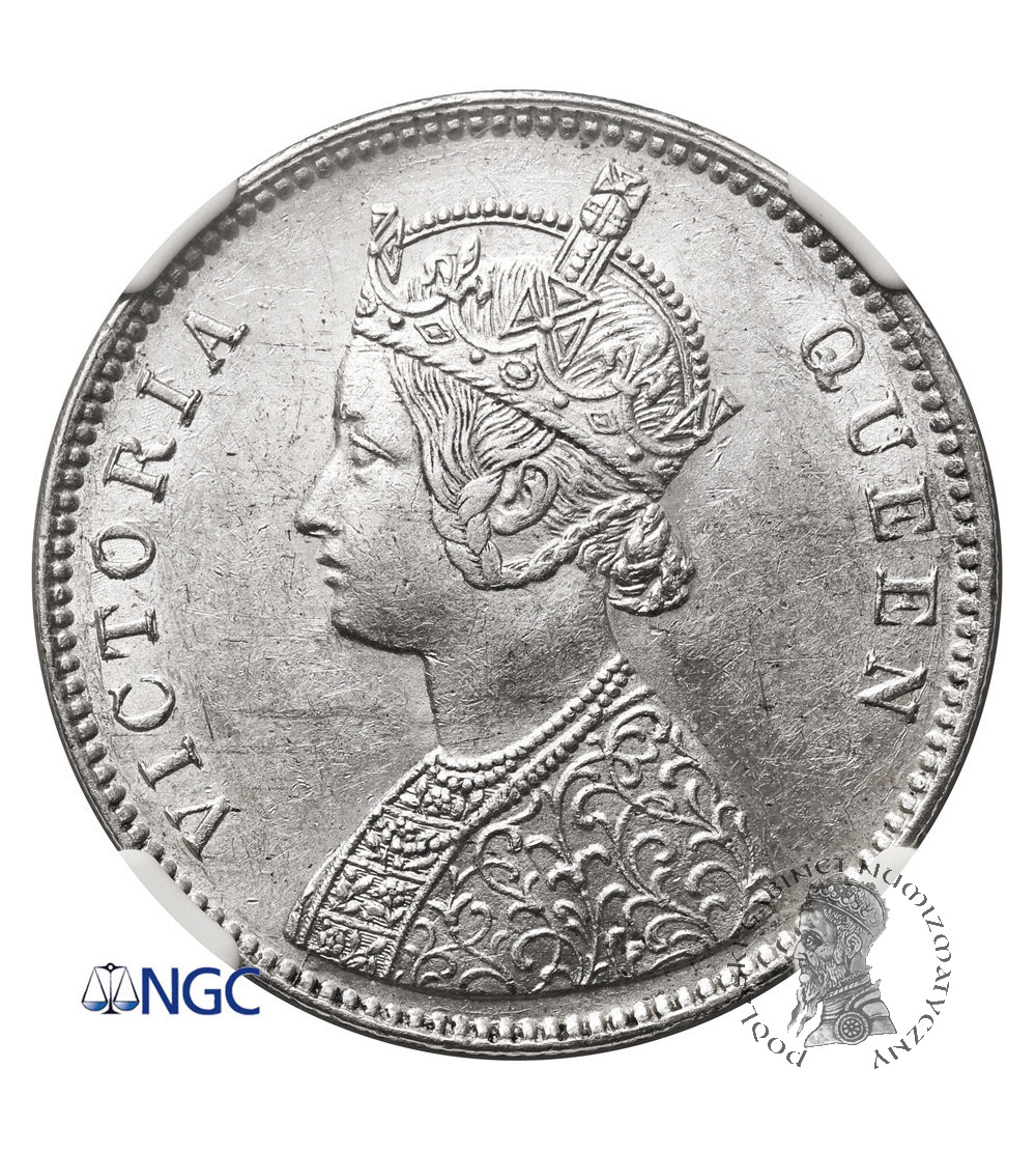 Indie Brytyjskie, Wiktoria (1837-1901). 1 rupia 1862 (c), Kalkuta - NGC MS 61
