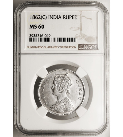 Indie Brytyjskie, Wiktoria (1837-1901). 1 rupia 1862 (c), Kalkuta - NGC MS 60