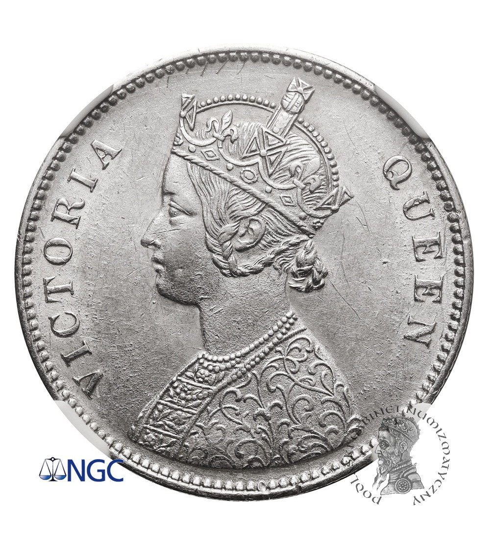 Indie Brytyjskie, Wiktoria (1837-1901). 1 rupia 1862 (c), Kalkuta - NGC MS 60