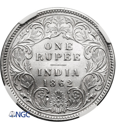 Indie Brytyjskie, Wiktoria (1837-1901). 1 rupia 1862 (c), Kalkuta - NGC MS 60