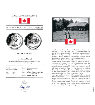 Canada, Elizabeth II (1952-2022). 1 Dollar 1974, 100th anniversary of the City of Winnipeg