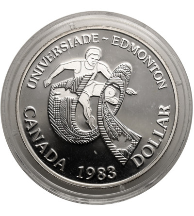 Kanada, Elżbieta II (1952-2022). 1 dolar 1983, Światowe Igrzyska Uniwersyteckie 1983, Edmonton - Proof