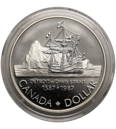 Kanada, Elżbieta II (1952-2022). 1 dolar 1987, 400 rocznica odkrycia Cieśniny Davisa, Kolekcja: "Srebrne dolary kanadyjskie"
