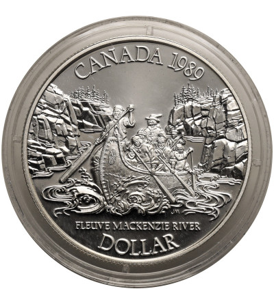 Kanada, Elżbieta II (1952-2022). 1 dolar 1989, Rzeka Mackenzie, Kolekcja: "Srebrne dolary kanadyjskie"
