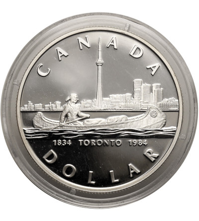 Kanada, Elżbieta II (1952-2022). 1 dolar 1984, 150 rocznica powstania miasta Toronto, Kolekcja: "Srebrne dolary kanadyjskie"