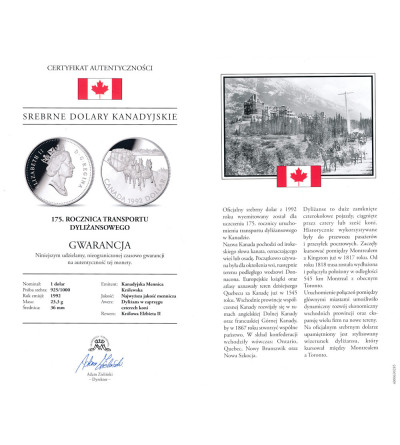 Canada, Elizabeth II (1952-2022). 1 Dollar 1992, 175th Anniversary of the Kingston Stagecoach - Proof
