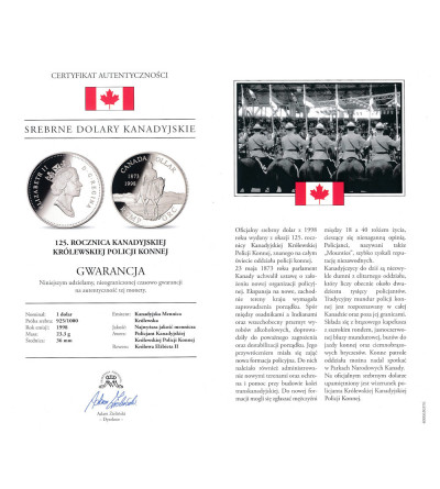 Canada, Elizabeth II (1952-2022). 1 Dollar 1998, 125th anniversary of the Royal Canadian Mounted Police - Proof
