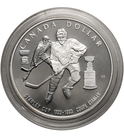 Kanada, Elżbieta II (1952-2022). 1 dolar 1993, 100 rocznica Pucharu Stanleya, Kolekcja: "Srebrne dolary kanadyjskie" - Proof