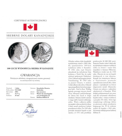 Canada, Elizabeth II (1952-2022). 1 Dollar 2003, 100th anniversary of the Cobalt Siver Discovery - Proof