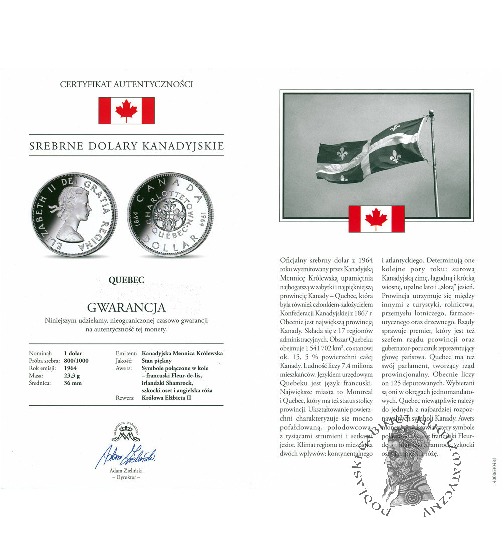 Canada, Elizabeth II (1952-2022). 1 Dollar 1964, 100th Anniversary of the Charlottetown and Quebec Conference