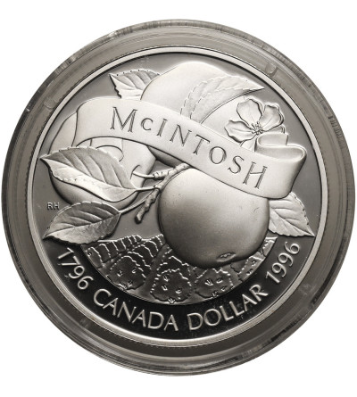 Kanada, Elżbieta II (1952-2022). 1 dolar 1996, 200 rocznica odkrycia Jabłka McIntosh - Proof