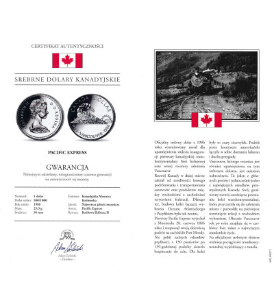 Kanada, Elżbieta II (1952-2022). 1 dolar 1986, Stulecie Vancouver, Kolekcja: "Srebrne dolary kanadyjskie"