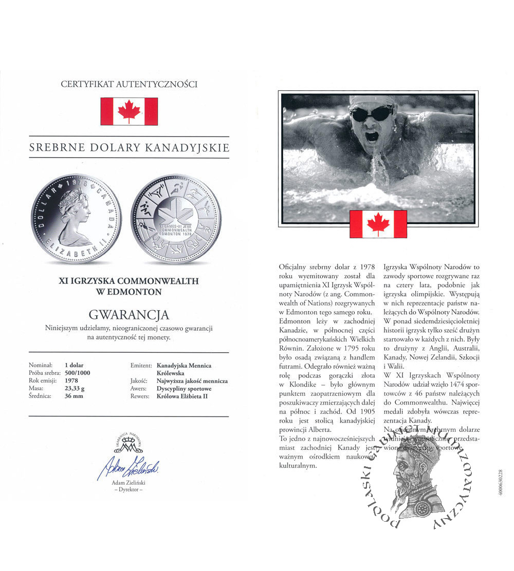 Canada, Elizabeth II (1952-2022). 1 Dollar 1978, 1978 Commonwealth Games, Edmonton
