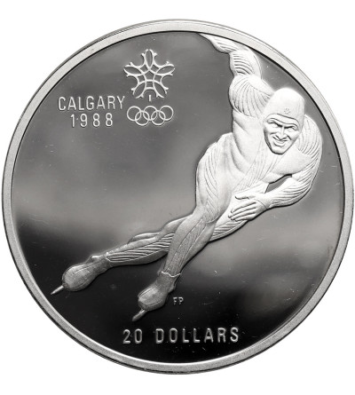 Kanada, Elżbieta II (1952-2022). 20 dolarów 1985, Łyżwiarstwo szybkie, Seria: Zimowe Igrzyska Olimpijskie 1988, Calgary - Proof