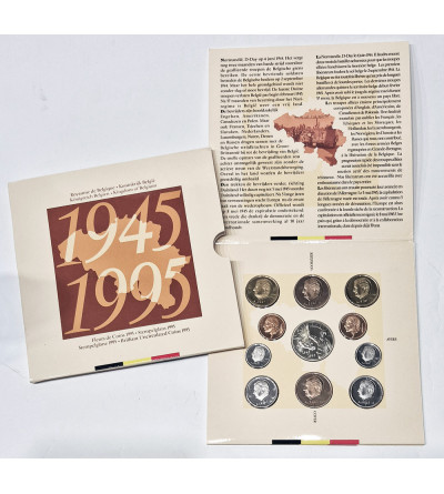 Belgium, Albert II of Belgium (1993-2013). Annual Mint Set 1995, 50th Anniversary of the End of World War II