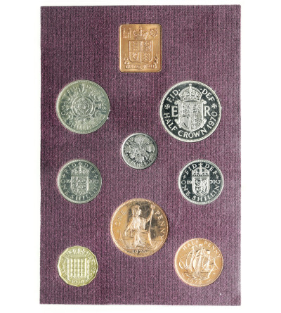 Wielka Brytania, Elżbieta II (1952 - 2022). Rocznikowy Zestaw Proof 1970 sprzed reformy dziesiętnej, Royal Mint