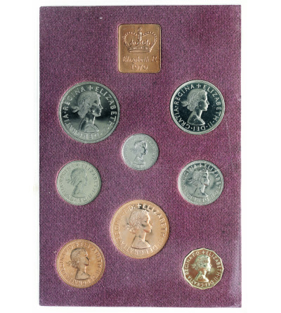 Wielka Brytania, Elżbieta II (1952 - 2022). Rocznikowy Zestaw Proof 1970 sprzed reformy dziesiętnej, Royal Mint