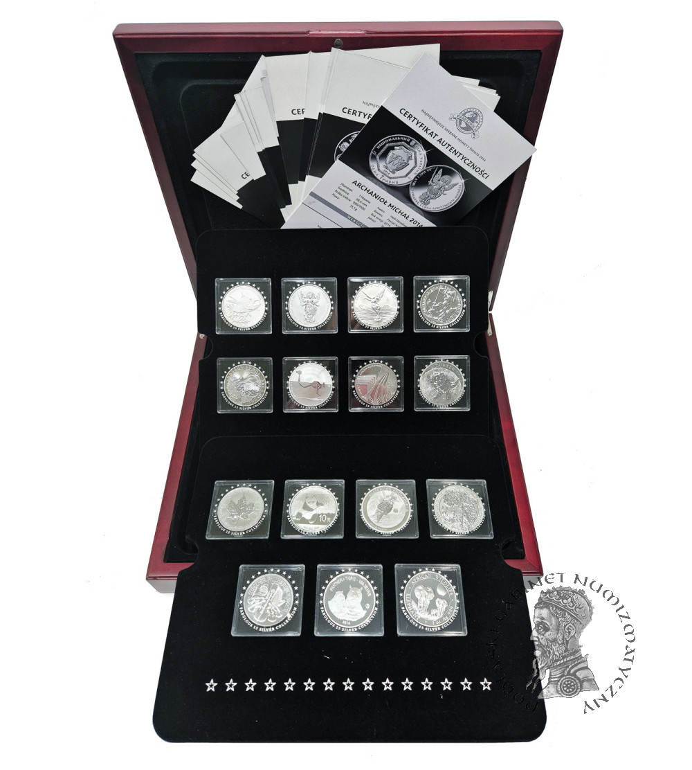 " Fabulous 15 Silver Collection" 2014, 15 sztuk, Oz .999 (14 x 1 Oz .999 + 1 moneta 20 g. .999) - 455,5 gram czystego srebra