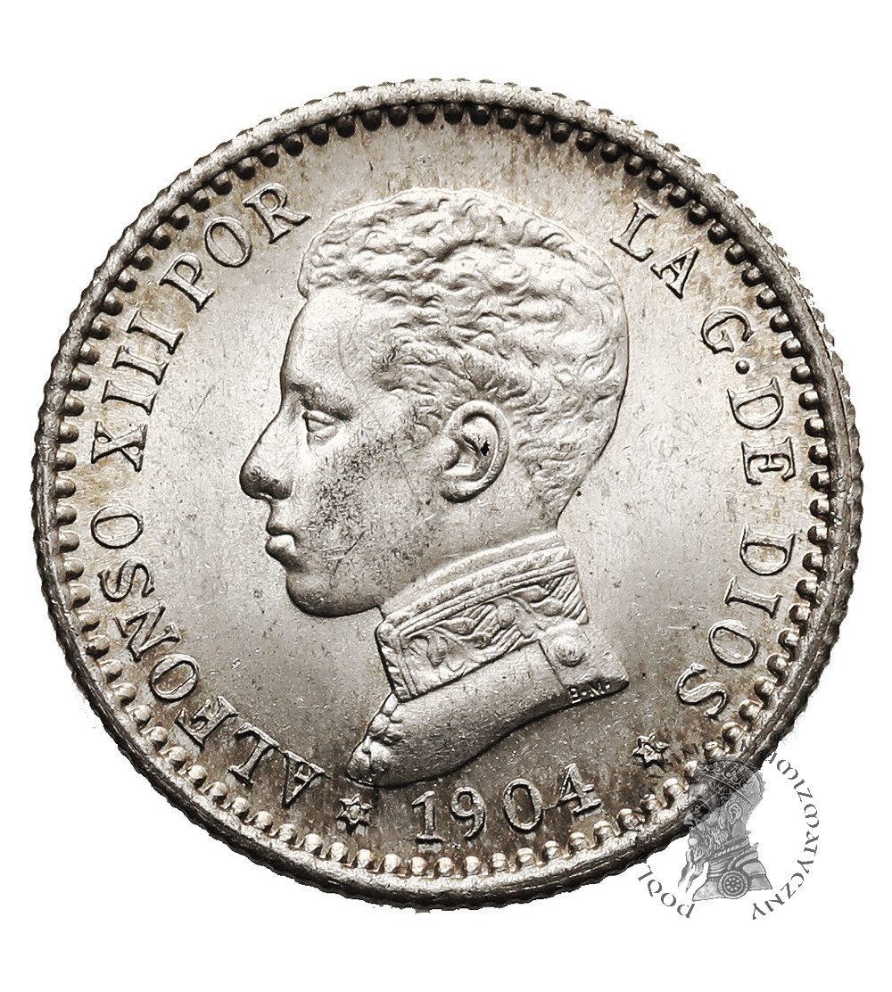 Hiszpania, Alfonso XIII (1886 - 1931). 50 Centimos 1904 (04) SM V, Madryt