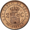 Spain, Alfonso XIII (1886 - 1931). 2 Centimos 1911 (11) PC-V