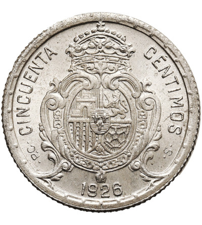 Spain, Alfonso XIII (1886 - 1931). 50 Centimos 1926 PC-S
