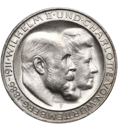 Niemcy, Wirtembergia. William II (1891–1918). 3 marki 1911 F, Stuttgart, Srebrne Gody