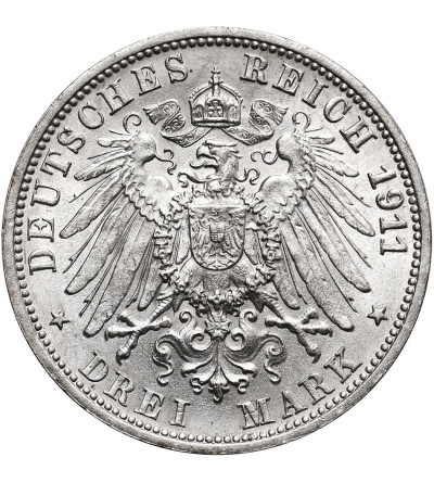 Germany, Württemberg. William II (1891-1918). 3 Mark 1911 F, Stuttgart, Silver Wedding Anniversary