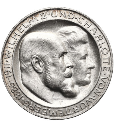 Germany, Württemberg. William II (1891-1918). 3 Mark 1911 F, Stuttgart, Silver Wedding Anniversary