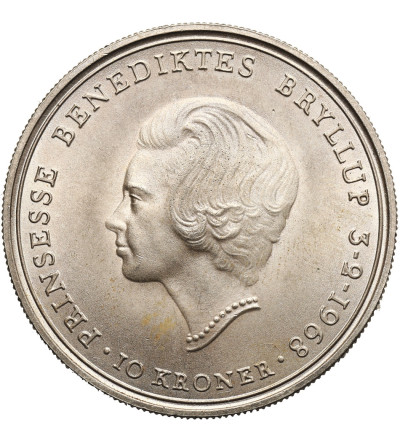 Dania, Fryderyk IX (1947 - 1972). 10 koron (Kroner) 1968, Ślub księżniczki Benedikte