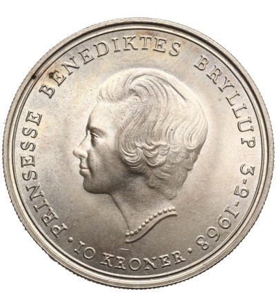 Denmark, Frederick IX (1947 - 1972). 10 Kroner 1968, Wedding of Princess Benedikte